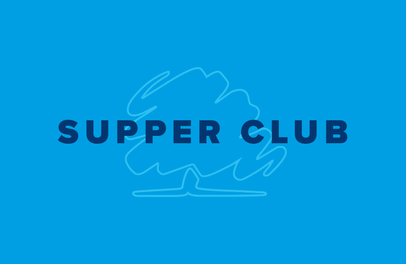 Graphic: "Supper Club" in blue text