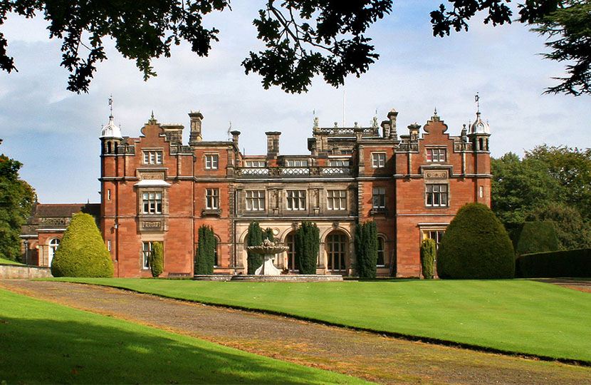 Keele Hall, Staffordshire, a stately home in the sunshine