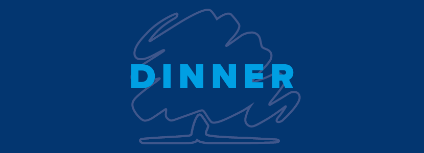Graphic: "Dinner" in blue text