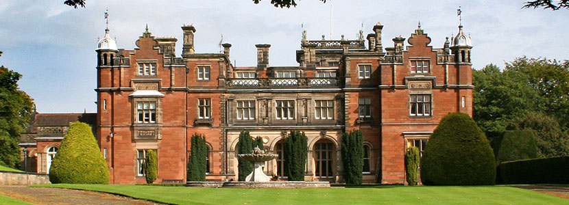 Keele Hall, Staffordshire, a stately home in the sunshine